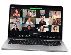 Laptop showing a team video call